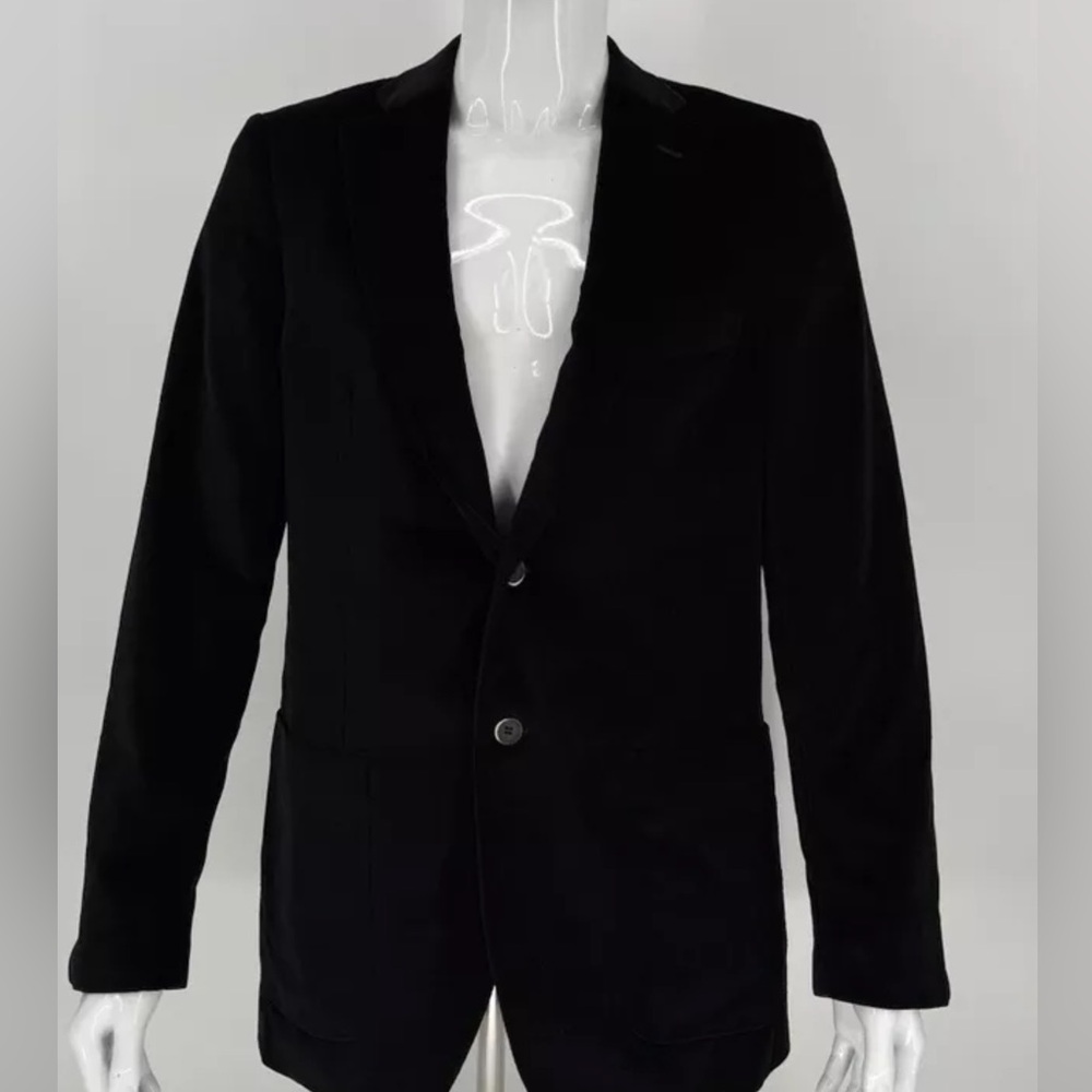 Gino Sartore Velvet Blazer Black Made In Italy Cotton Men’s Size L
